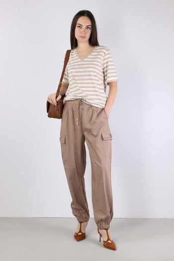 T-shirt Riga Scollo V White/almond - 2