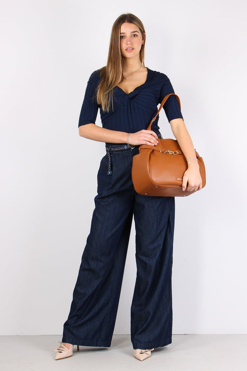 Pantalone Flare Chambry Denim Blue Dark
