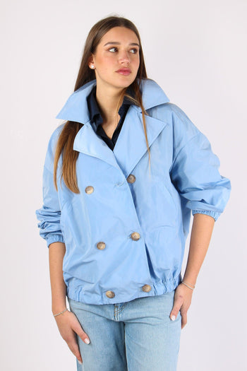 Giubbotto Doppiopetto Nylon Azzurro - 3