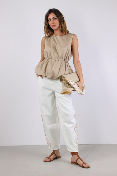 Top Cotone Arriccio Beige