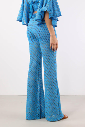 Pantalone Svasato Jacquard Bluette - 6