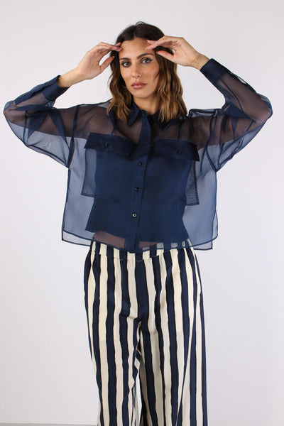Colomba Camicia Seta Blu