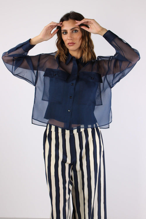 Colomba Camicia Seta Blu