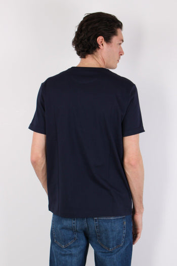 T-shirt Basica Logo Manica Blu - 4