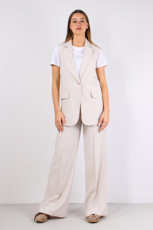 Pantalone Palazzo Viscosa Beige