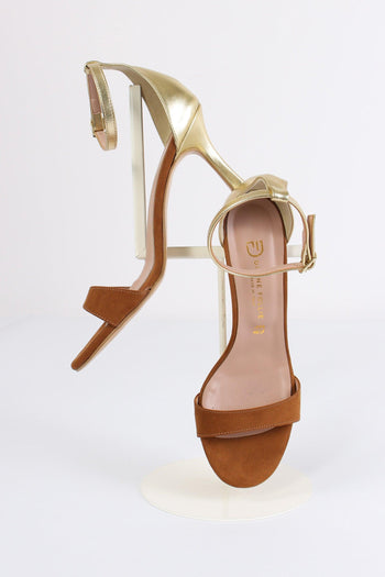 Sandalo Tacco Bimateriale Cuoio/oro - 6