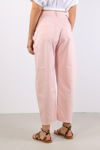 Pantalone Barrel Tessuto Legge Rosa - 4