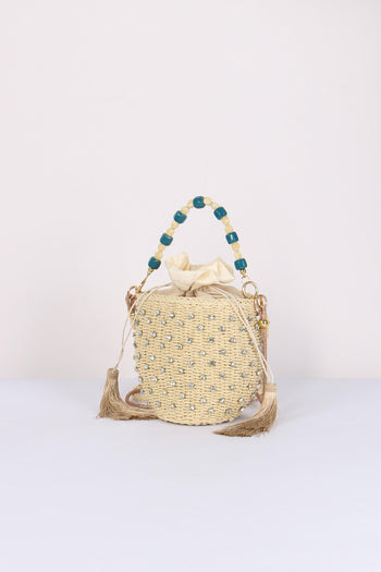 Secchiello Paglia Strass Natural - 2