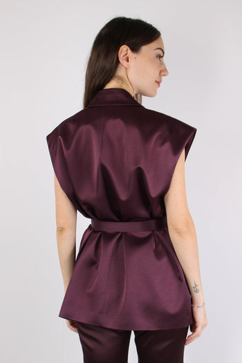 Melanzana Gilet Effetto Raso Bordeaux - 4