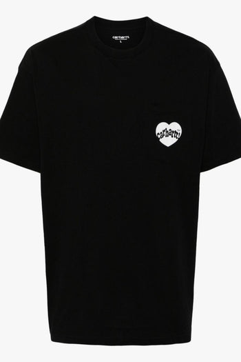 T-shirt Nero Uomo Tasca con Logo Cuore - 5