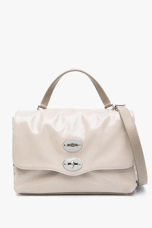 Borsa Beige Donna Postina Rimboccata Brillante Small