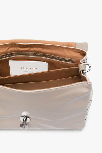 Borsa Beige Donna Postina Rimboccata Brillante Small - 3