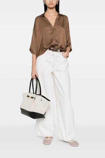 Camicia Ampia Donna Marrone - 4