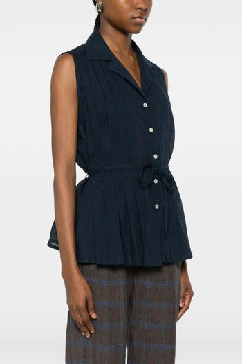 Camicia Plissettata Donna Blu - 4