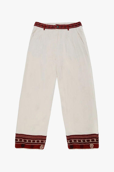 Pantalone Donna Beige-Bordeaux