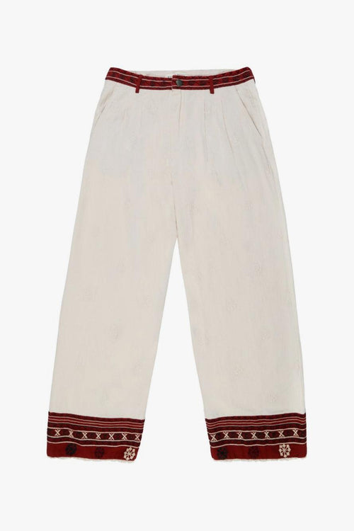 Pantalone Donna Beige-Bordeaux