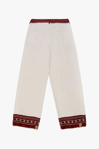 Pantalone Donna Beige-Bordeaux - 2