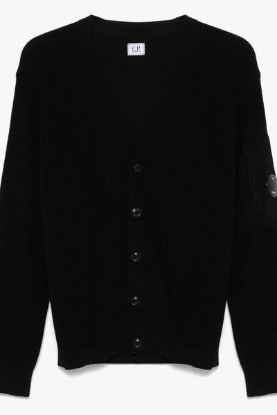 Cardigan Nero Uomo Lente Logo