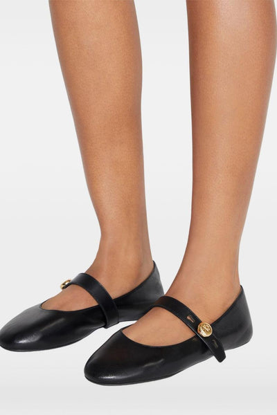 Scarpe Nero Donna Ballerina con Cinturino