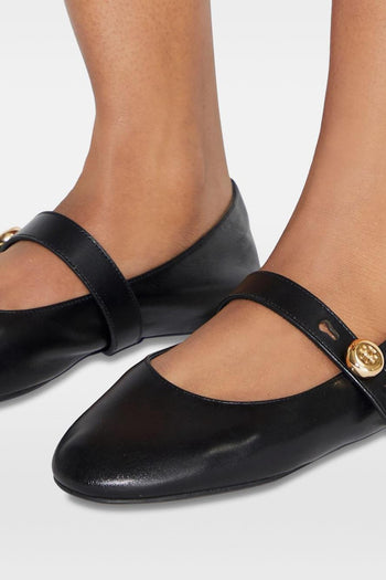 Scarpe Nero Donna Ballerina con Cinturino - 2