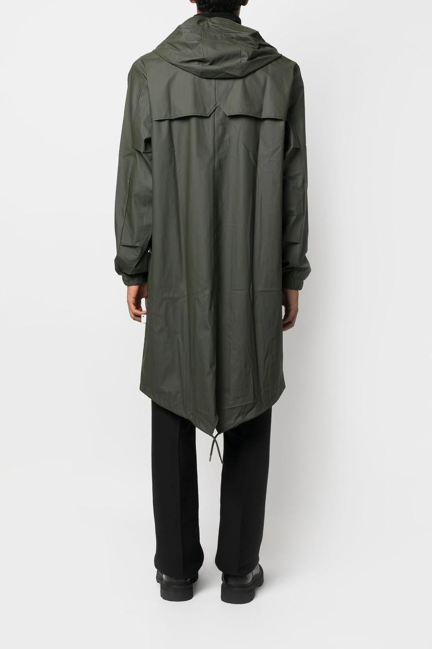 Giubbotto Verde Uomo Impermeabile Lungo Cappuccio su Progetto Seta