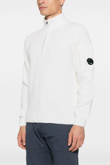 Maglia Bianco Uomo con Mezza Zip - 5