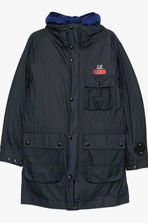 Giubbotto Blu Uomo Dettaglio Lente