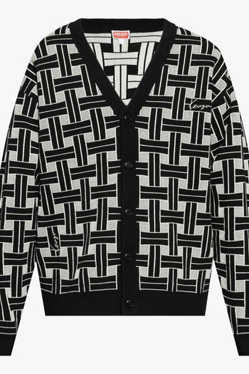 Cardigan Nero Uomo Jacquard - 5