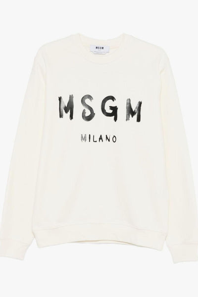 Felpa Bianco Uomo Stampa Logo