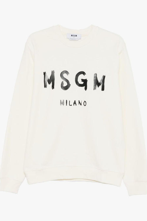 Felpa Bianco Uomo Stampa Logo