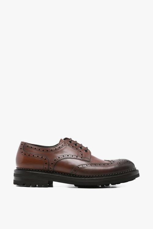 Scarpa Marrone Uomo Derby Brogue