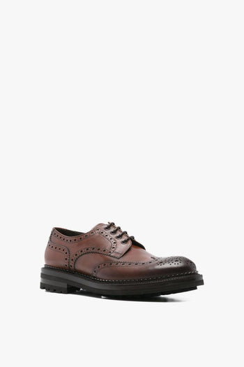 Scarpa Marrone Uomo Derby Brogue - 3