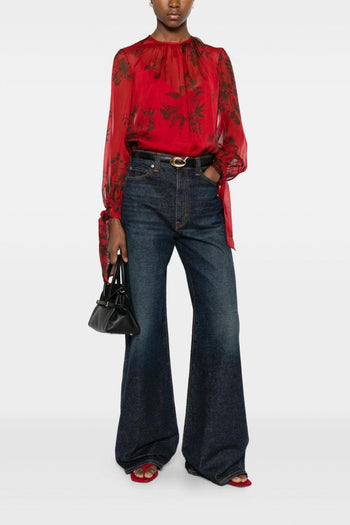 Blusa Rosso Donna Floreale - 4