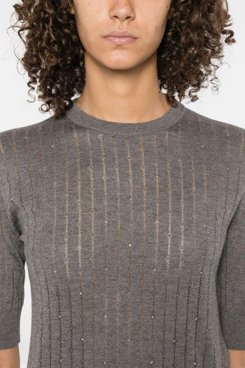 Maglia Grigio Donna a Coste - 4