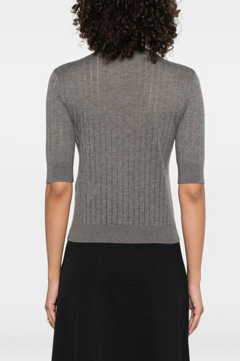 Maglia Grigio Donna a Coste - 3