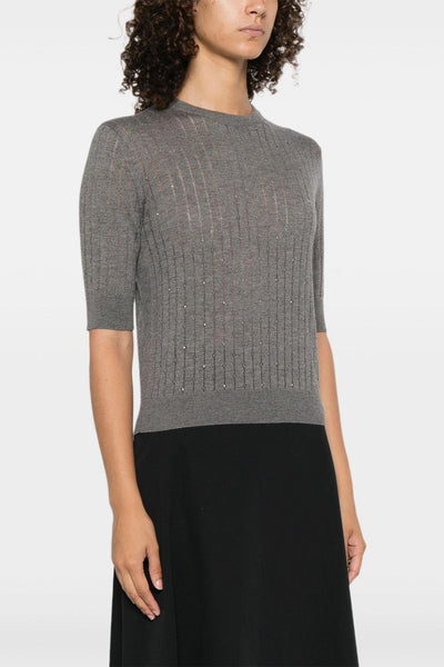 Maglia Grigio Donna a Coste