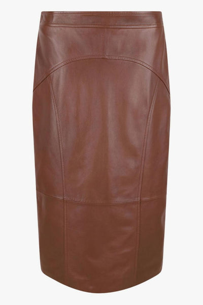 Gonna Marrone Donna Midi in Pelle