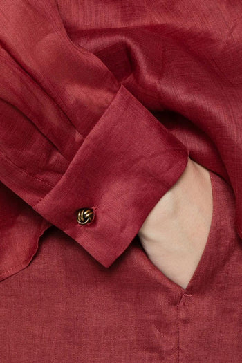 Camicia Plissettata Donna Rosso - 4