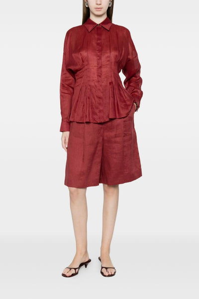 Camicia Plissettata Donna Rosso