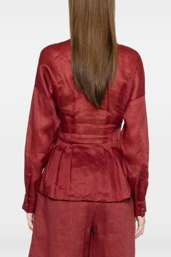Camicia Plissettata Donna Rosso - 3