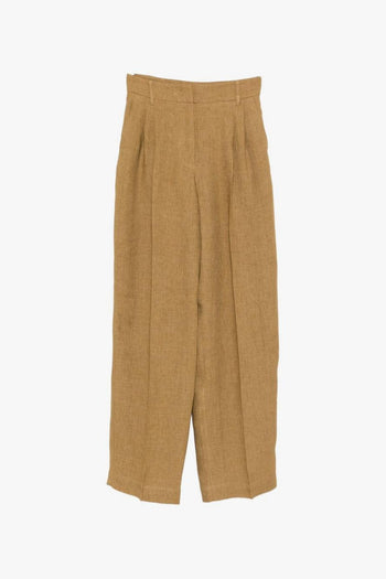Pantalone Gamba Ampia Donna Senape - 5
