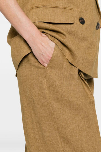 Pantalone Gamba Ampia Donna Senape - 4