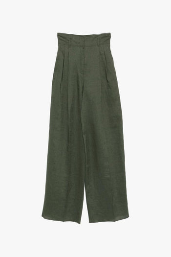 Pantalone Gamba Ampia Donna Verde - 5