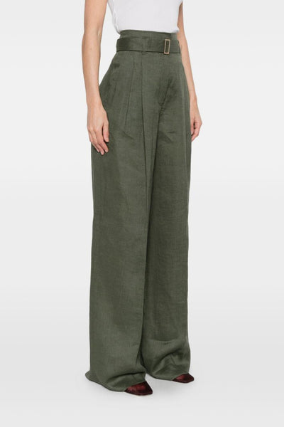 Pantalone Gamba Ampia Donna Verde