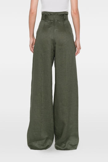 Pantalone Gamba Ampia Donna Verde - 3