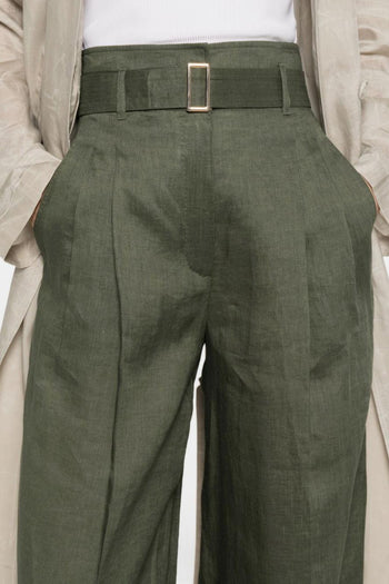Pantalone Gamba Ampia Donna Verde - 4