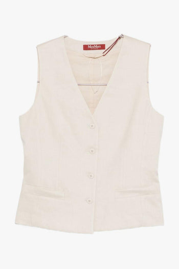 Gilet con Bottoni Donna Beige - 5