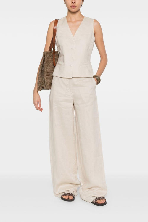 Gilet con Bottoni Donna Beige