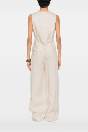 Gilet con Bottoni Donna Beige - 3