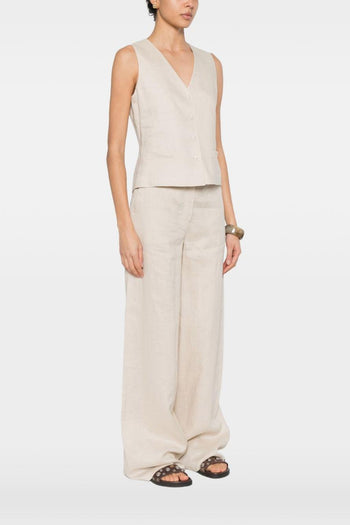 Gilet con Bottoni Donna Beige - 2